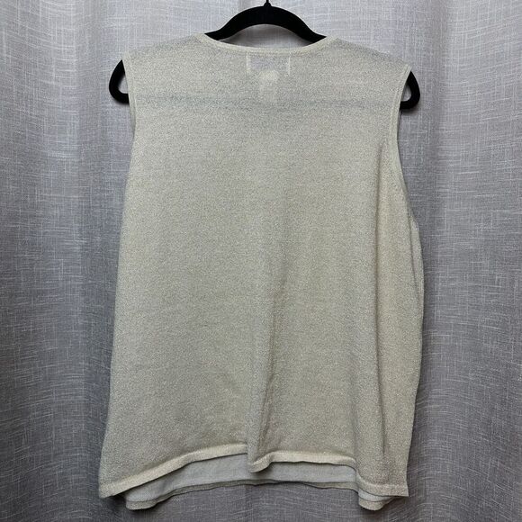 2/$30 Susan Graver Sleeveless Sweater Top Womens 2X Gold Metallic Neutral Office - Picture 9 of 9